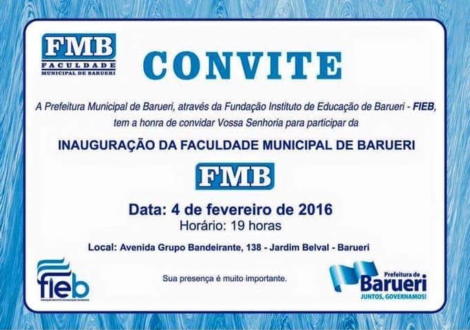 Inauguração da Faculdade Municipal de Barueri (FMB)