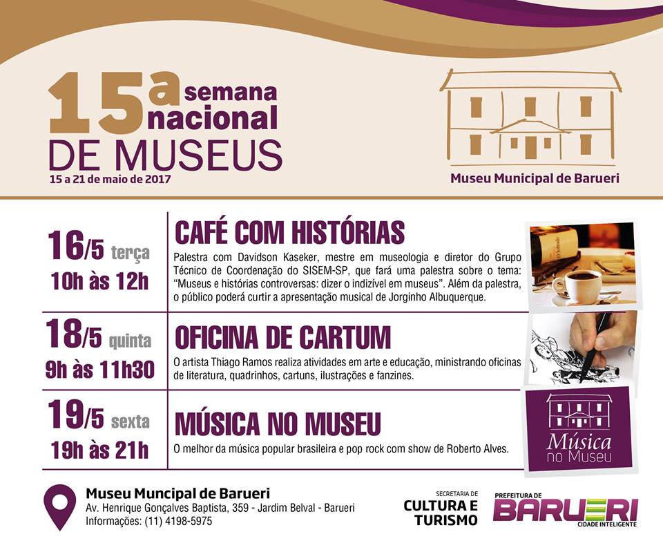 15a Semana Nacional de Museus – Programação Museu Barueri