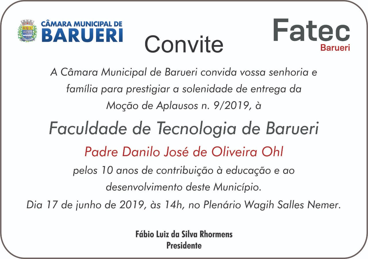 Moção de Aplausos à  Fatec Barueri